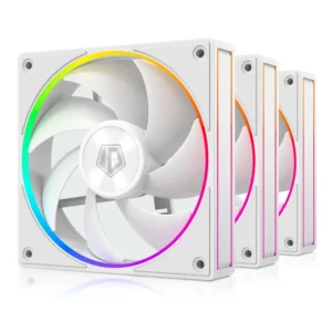 ID-COOLING AF 127 ARGB K PC Fan – 120mm White PWM Case Fan with FDB Bearing & Daisy-Chain ARGB (3-Pack) - Image 1