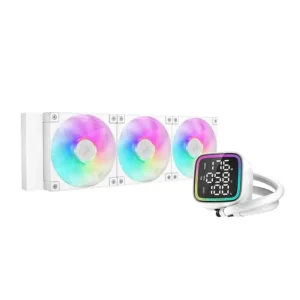 DeepCool LD360 WH Digital 360mm AIO Liquid CPU Cooler with Real-Time Digital Display & ARGB Lighting Intel LGA 1851, 1700, 1200, 1151, 1150, 1155 AMD AM5, AM4 - White - Image 1