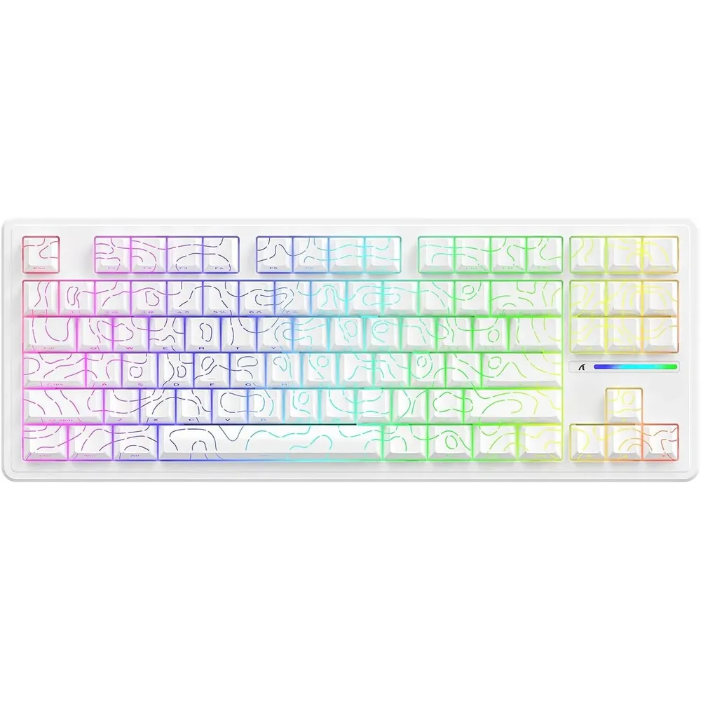ATTACK SHARK M87 Pro V2 White Wireless Mechanical Gaming Keyboard - 80% RGB Keyboard with Linear Switches, Tri-Mode 2.4/Bluetooth Connection - Image 1